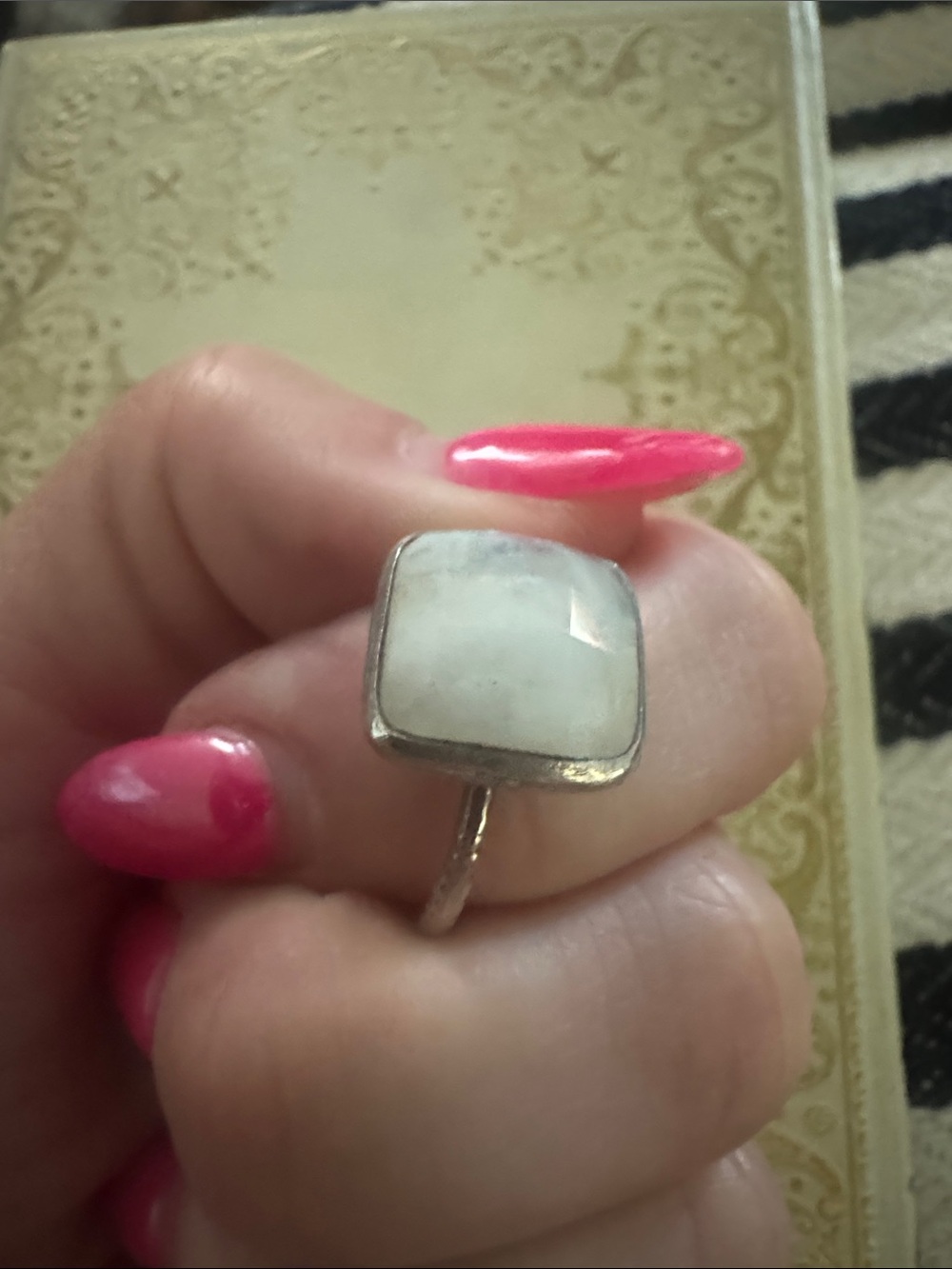 Sterling Silver Moonstone Square Pendant - White Moonstone